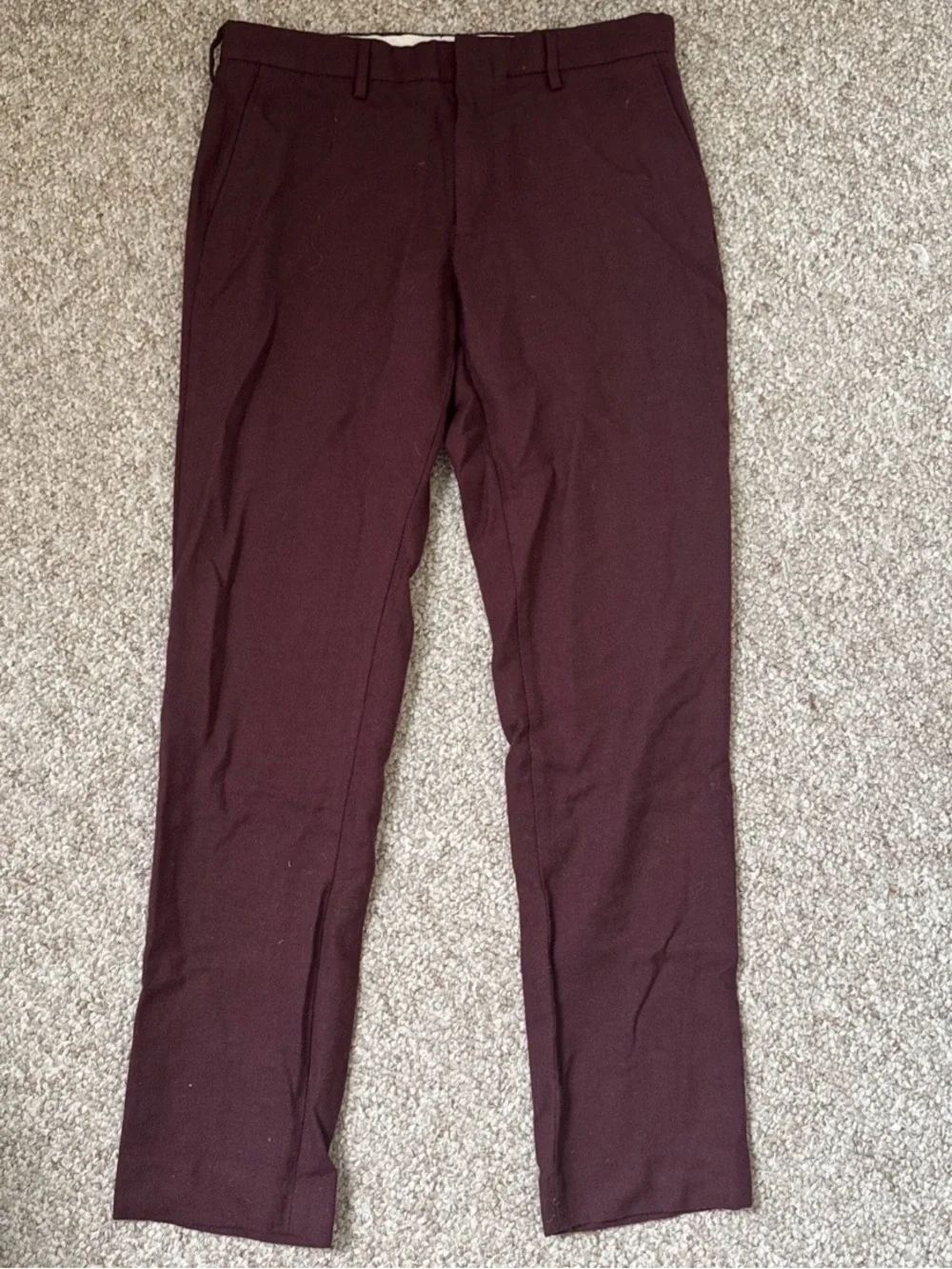 J. Crew Men's Burgundy Wool Bowery Dress Pants 31x30